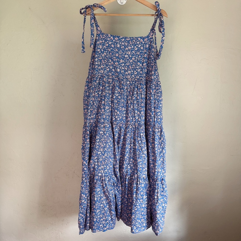 Madewell Tie-Strap Tiered Midi Dress